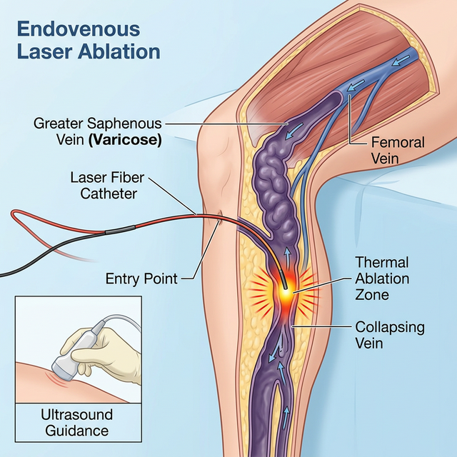 Varicose vein management illustration